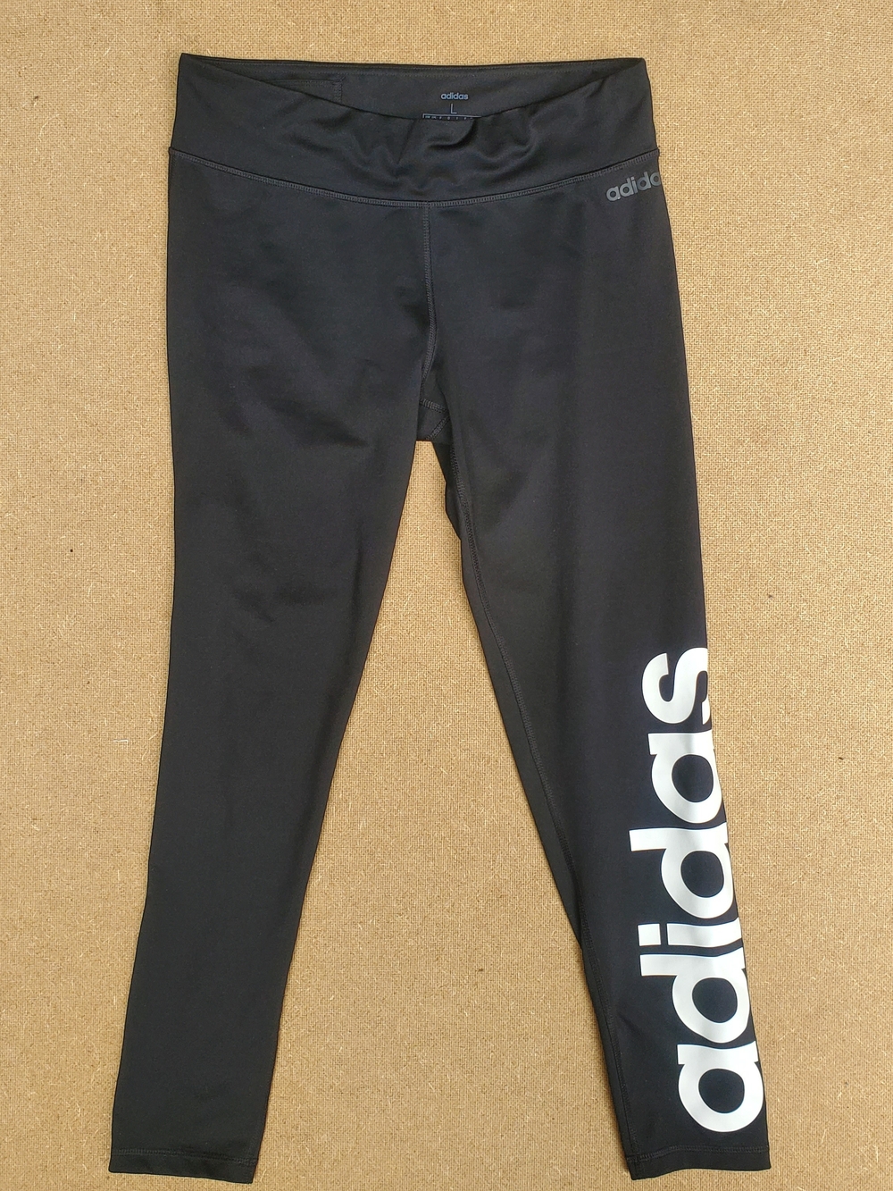 adidas Black Leggings with White Side Logo for Kids